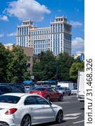 Жилой комплекс "Суббота" в Москве, вид с Ленинградского проспекта (2019 год). Редакционное фото, фотограф Сергей Неудахин / Фотобанк Лори