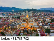 Panoramic view of Batumi and Batumi Piazza, Georgia. Twilight over the old city and Downtown of Batumi - capital of Adjara, Georgia. Редакционное фото, фотограф Mikhail Starodubov / Фотобанк Лори
