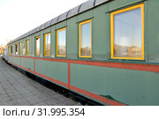 Вагон-салон № 70010 1937 года постройки. Музей истории Калининградской железной дороги. Калининград (2019 год). Редакционное фото, фотограф Ирина Борсученко / Фотобанк Лори