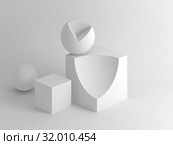 Abstract white 3d still life installation. Стоковая иллюстрация, иллюстратор EugeneSergeev / Фотобанк Лори