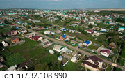 Татарстан. Село Черемшан. Вид с воздуха. Tatarstan. The Village Of Cheremshan. Aerial view. Стоковое фото, фотограф Евгений Романов / Фотобанк Лори