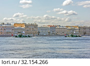 Артиллерийские катера АК-248 проекта 1204 Каспийской флотилии. Генеральная репетиция парада ко дню ВМФ. Санкт-Петербург (2019 год). Редакционное фото, фотограф Сергей Афанасьев / Фотобанк Лори