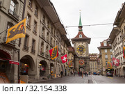 Bern street view with Zytglogge tower (2017 год). Редакционное фото, фотограф EugeneSergeev / Фотобанк Лори