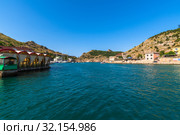 Sevastopol, Crimea - July 3. 2019. General view of Balaklava Bay from top in summer. Редакционное фото, фотограф Володина Ольга / Фотобанк Лори