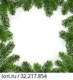 Frame of Christmas tree branches and empty center. Стоковая иллюстрация, иллюстратор Анастасия Филиппова / Фотобанк Лори