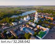 View from drone of Shuya Resurrection cathedral (2019 год). Стоковое фото, фотограф Яков Филимонов / Фотобанк Лори