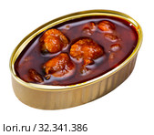 Opened tin can of scallops. Стоковое фото, фотограф Яков Филимонов / Фотобанк Лори