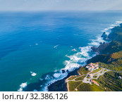 Cabo da Roca Lighthouse. Portuguese Farol de Cabo da Roca is most westerly European extent (2019 год). Стоковое фото, фотограф Яков Филимонов / Фотобанк Лори