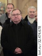 Политик Сергей Степашин на освящении Казанского храма в Бушарино (2019 год). Редакционное фото, фотограф Дмитрий Неумоин / Фотобанк Лори