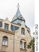 Riga Art Nouveau, fragment of house (2014 год). Стоковое фото, фотограф Юлия Бабкина / Фотобанк Лори