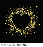 Gold pieces of foil in the shape of a heart. Стоковая иллюстрация, иллюстратор Анастасия Филиппова / Фотобанк Лори