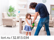 Drunk father in domestic child abuse and violence concept. Стоковое фото, фотограф Elnur / Фотобанк Лори