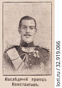 Наследный принц Константин. Иллюстрация из журнала "Нива" 1896 года. Стоковая иллюстрация, иллюстратор Макаров Алексей / Фотобанк Лори
