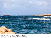 Shipwrecked vessel is in the Mediterranean sea near Paphos coast. Demetrius II. The Cyprus island (2013 год). Стоковое фото, фотограф Кекяляйнен Андрей / Фотобанк Лори