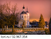 Церковь Бориса и Глеба Temple of Boris and Gleb on the shore of the pond (2019 год). Стоковое фото, фотограф Baturina Yuliya / Фотобанк Лори