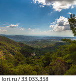 View from Olymbos, the highest peak of the island of Cyprus. Troodos mountains (2019 год). Стоковое фото, фотограф Володина Ольга / Фотобанк Лори