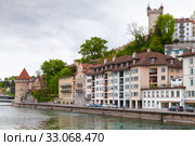Lucerne view with old fortifications (2017 год). Редакционное фото, фотограф EugeneSergeev / Фотобанк Лори