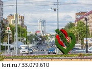 Art object I love Samara and transport, Samara, Russia (2019 год). Стоковое фото, фотограф Дмитрий Тищенко / Фотобанк Лори