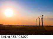 Windmills at sunset. Стоковое фото, фотограф Artur Wojteczek / PantherMedia / Фотобанк Лори