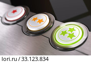 Customer Feedback, Worn Rating Button. Стоковое фото, фотограф Olivier Le Moal / PantherMedia / Фотобанк Лори