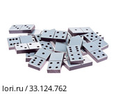 White dominoes lying flat on a white background. Стоковое фото, фотограф Sergiy Artsaba / PantherMedia / Фотобанк Лори