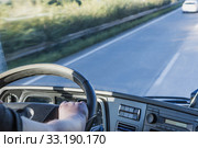 Cab of the truck while driving. Стоковое фото, фотограф Jaroslav Frank / PantherMedia / Фотобанк Лори