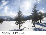 Winter landscape in the mountains. Стоковое фото, фотограф Erika Eros / Smarterpix / Фотобанк Лори