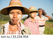 Traditional Asian Myanmar farmers portrait. Стоковое фото, фотограф Wong Sze Fei / PantherMedia / Фотобанк Лори