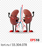 Kidneys. Human internal organ characters. Стоковая иллюстрация, иллюстратор Альдана Прокофьева / Фотобанк Лори
