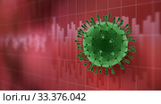 Model of Coronavirus on the red background of stock market graphs. Стоковое фото, фотограф Ярослав Данильченко / Фотобанк Лори
