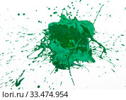 Artistic image of green paint spot spilled on background of white paper. Стоковое фото, фотограф Яков Филимонов / Фотобанк Лори