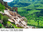 Georgia's tourist attraction - the cave city of Vardzia, carved into the rock (2018 год). Стоковое фото, фотограф Константин Лабунский / Фотобанк Лори