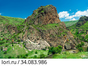 Picturesque canyon with river in the beautiful mountains of Georgia on a sunny summer day landscape. Стоковое фото, фотограф Константин Лабунский / Фотобанк Лори