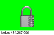 Padlock on green background. Isolated 3D render. Стоковая анимация, аниматор Ильин Сергей / Фотобанк Лори