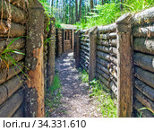 Траншеи полного профиля. Мемориально-исторический район Куутерселькя 1944 г. Поселок Лебяжье. Выборгский район. Ленинградская область. Стоковое фото, фотограф Сергей Афанасьев / Фотобанк Лори