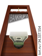 guillotine with text bankrupt on white background. Isolated 3d illustration. Стоковая иллюстрация, иллюстратор Ильин Сергей / Фотобанк Лори