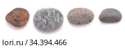 Pebbles of various colors and textures isolated on white backgorund. Стоковое фото, фотограф Tamara Kulikova / Фотобанк Лори