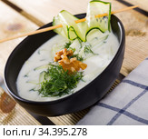 National Macedonian and Bulgarian dish Tarator. Стоковое фото, фотограф Яков Филимонов / Фотобанк Лори