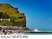 Etretat, France cliff panoramic view over sky (2017 год). Стоковое фото, фотограф Сергей Новиков / Фотобанк Лори