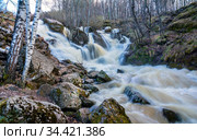 Водопад на горной реке Кук-Караук в Башкортостане. Стоковое фото, фотограф Акиньшин Владимир / Фотобанк Лори