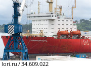 Russian cargo container ship nuclear-powered icebreaker Sevmorput Corporation FSUE Atomflot or Rosatomflot (2019 год). Редакционное фото, фотограф А. А. Пирагис / Фотобанк Лори