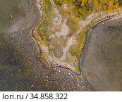 Каменный лабиринт (мейз) на берегу Белого моря. Россия, Архангельская область, Соловки (2020 год). Стоковое фото, фотограф Яковлев Сергей / Фотобанк Лори