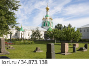 Вид в Толгском монастыре со Спасским храмом. Город Ярославль (2014 год). Стоковое фото, фотограф Солодовникова Елена / Фотобанк Лори