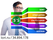 Businessman in 5S workplace organisation concept. Стоковое фото, фотограф Elnur / Фотобанк Лори