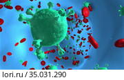 Virus cells in an artery, flow inside body. 3d render. Стоковая анимация, аниматор Sergey Grishin / Фотобанк Лори