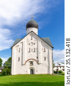 Church of the Transfiguration of the Savior on Ilyina Street (Veliky Novgorod, Russia), an ancient historical church painted by Theophanes the Greek (2020 год). Стоковое фото, фотограф Олег Иванов / Фотобанк Лори