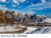 Katun river near the village of Maly Yaloman in winter. Altai Republic, Russia. Стоковое фото, фотограф Наталья Волкова / Фотобанк Лори