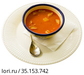 Broth Olla Morellana with beans and vegetables, Spanish cuisine. Стоковое фото, фотограф Яков Филимонов / Фотобанк Лори