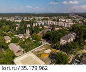 view of Levoberezhny district and Zoya Kosmodemyanskaya street in Lipetsk, Russia (2018 год). Стоковое фото, фотограф Володина Ольга / Фотобанк Лори