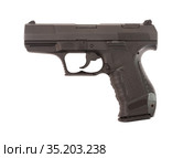 Semi-automatic pistol model isolated on white background. Стоковое фото, фотограф Яков Филимонов / Фотобанк Лори